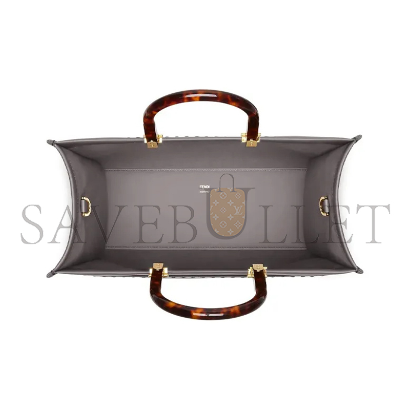 FENDI SUNSHINE MEDIUM GRAY LEATHER TOTE BAG 8BH386ABVLF1BZC (35*31*17cm)
